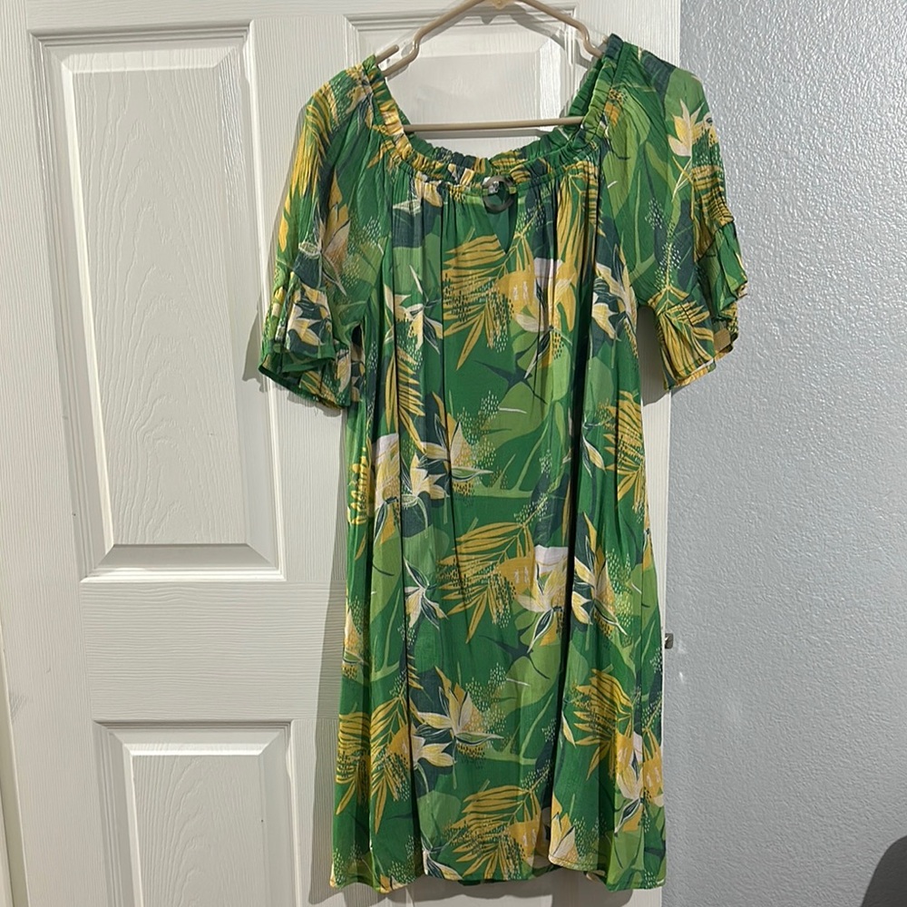 NAIF Green Yellow Puff Sleeve Sundress